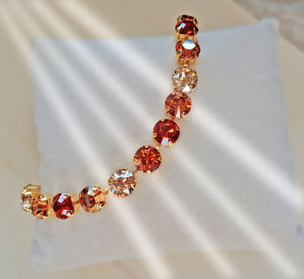 MEDIEVAL PRINCESS Austrian crystal tennis bracelet gold /copper, gold plated