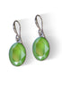 Crystal oval dangle drop earrings crystal lime,rhodium silver