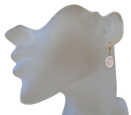 Crystal oval dangle drop earrings ivory cream,gold plated