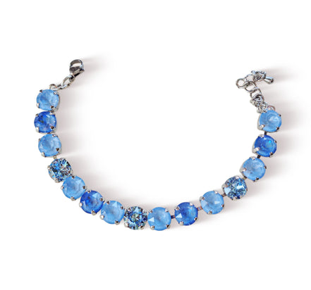 AEGEAN BLUE Crystal tennis bracelet pastel blue,rhodium silver