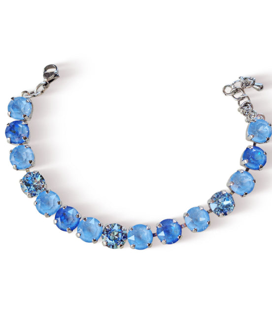 AEGEAN BLUE Crystal tennis bracelet pastel blue,rhodium silver