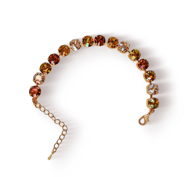 MEDIEVAL PRINCESS Austrian crystal tennis bracelet gold /copper, gold plated
