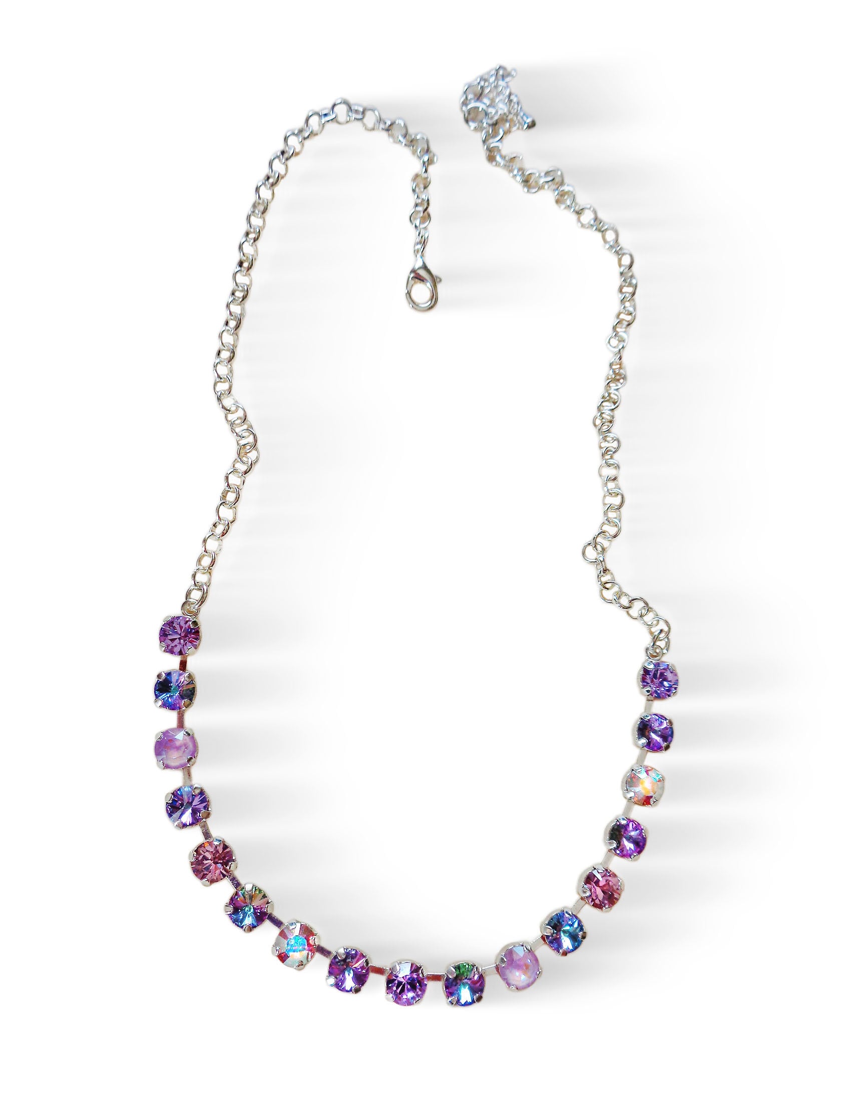 Crystal  chain necklace purple tones