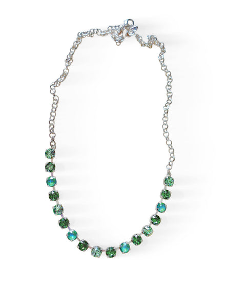 Austrian crystal chain necklace green and mint green