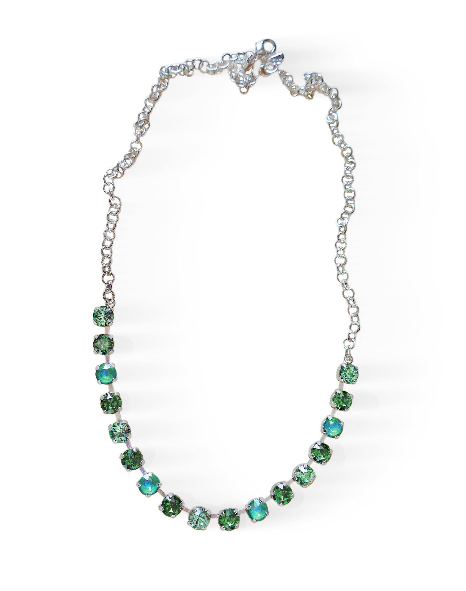 Austrian crystal chain necklace green and mint green