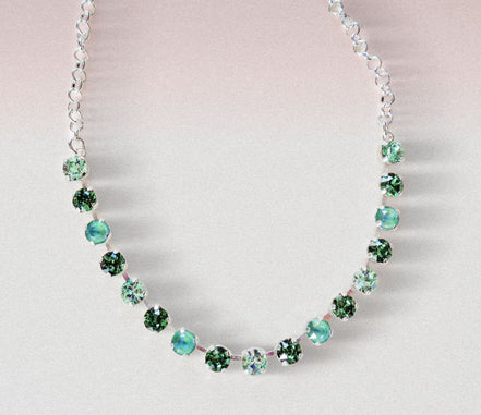 Austrian crystal chain necklace green and mint green