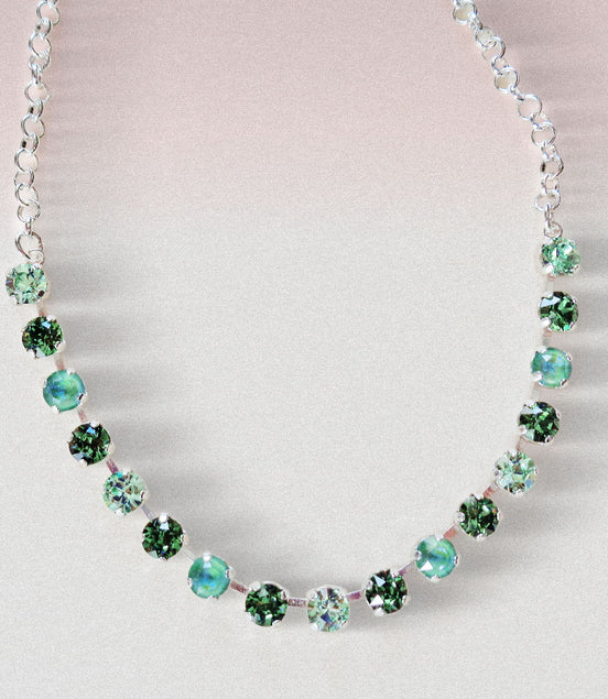 Austrian crystal chain necklace green and mint green