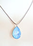 Large crystal pear pendant necklace crystal sky ignite,stainless steel chain