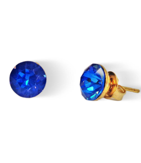 Crystal  stud earrings ocean delite,gold plated