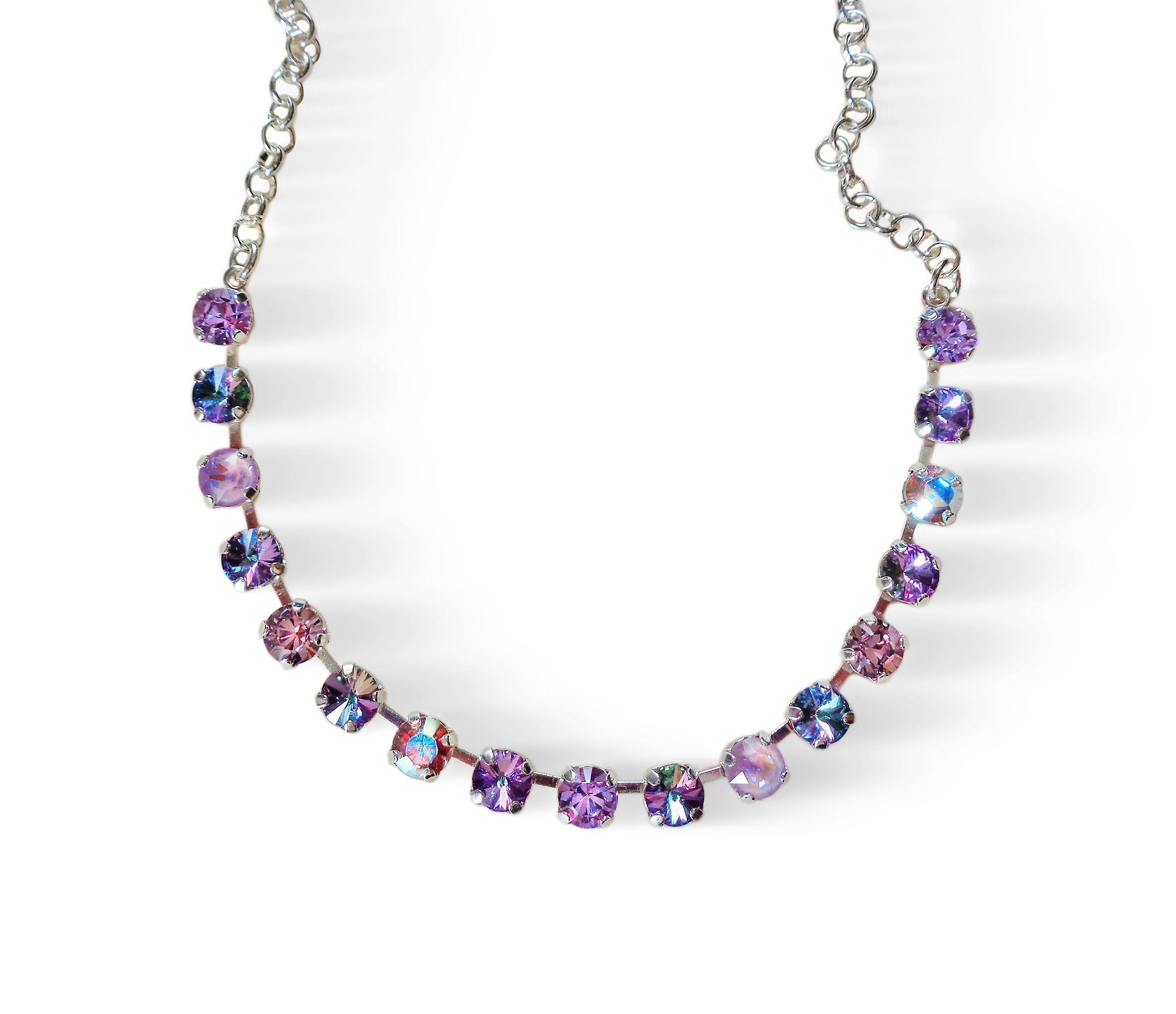 Crystal  chain necklace purple tones