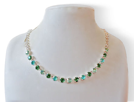 Austrian crystal chain necklace green and mint green