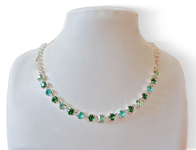 Austrian crystal chain necklace green and mint green