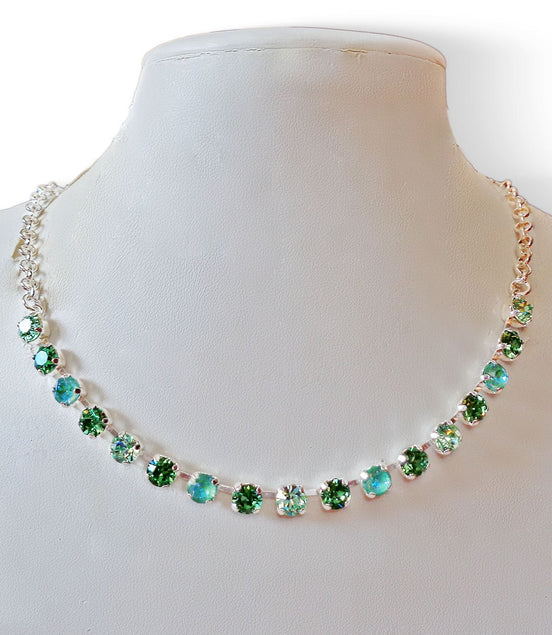 Austrian crystal chain necklace green and mint green