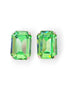 Crystal rectangular stud  earrings  peridot, rhodium silver