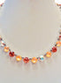 PEACH SORBET crystal tennis necklace, crystal peach,rose peach ,rhodium silver
