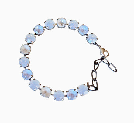 Austrian crystal  tennis bracelet white ,antique silver