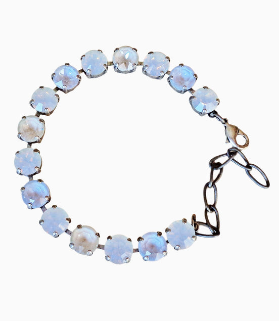 Austrian crystal  tennis bracelet white ,antique silver