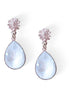 Crystal pear drop earrings,electric white,silver plated