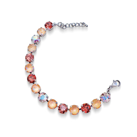 PEACH SORBET Austrian crystal tennis  bracelet ,light peach delite,rhodium silver