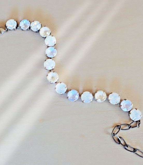 Austrian crystal  tennis bracelet white ,antique silver