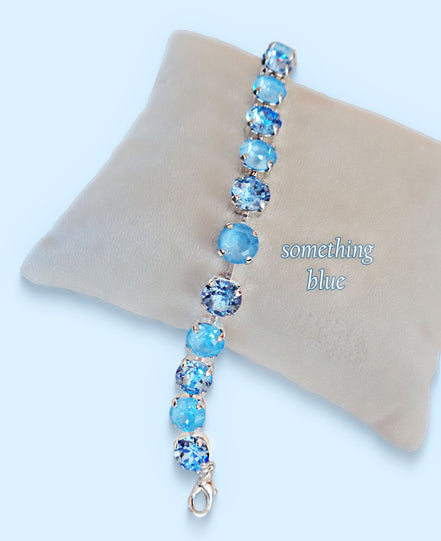 SOMETHING BLUE Swarovski crystal 8mm fancy stone tennis bracelet
