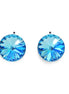 Crystal rivoli clip on earrings, light turquoise,rhodium silver