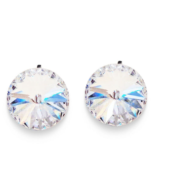 Crystal  rivoli  clip on earrings,clear crystal ,rhodium silver
