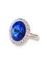 Crystal  halo round finger  ring  blue sapphire,rhodium silver