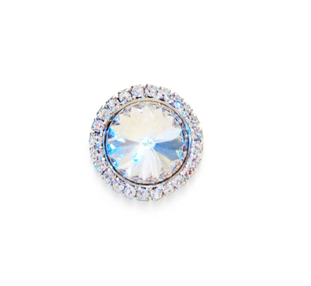 Crystal  halo round finger  ring clear crystal ,rhodium silver