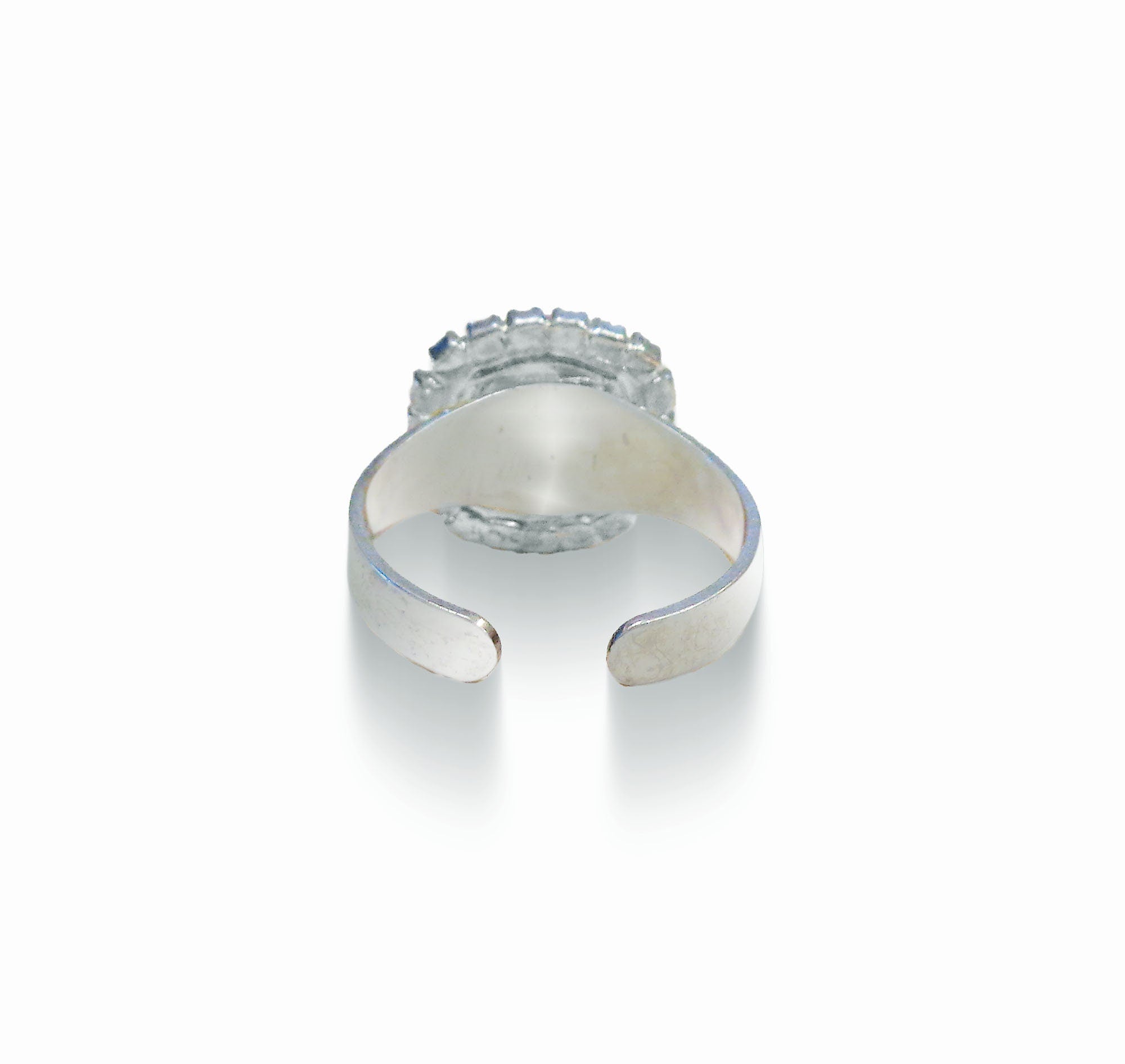 Crystal  halo rivoli finger  ring  aquamarine ,rhodium silver