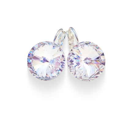 Crystal  rivoli drop earrings, clear crystal,bright silver
