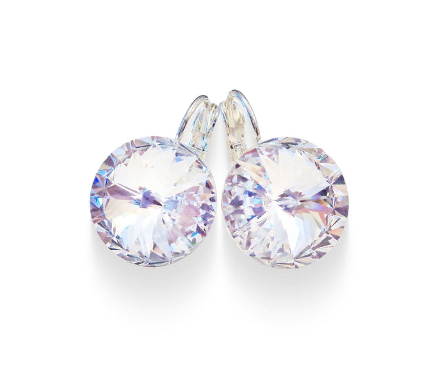 Crystal  rivoli drop earrings, clear crystal,bright silver