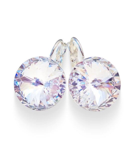 Crystal  rivoli drop earrings, clear crystal,bright silver