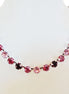 MAROON FLOWERS crystal choker necklace, dark red and burgundy ,rhodium silver