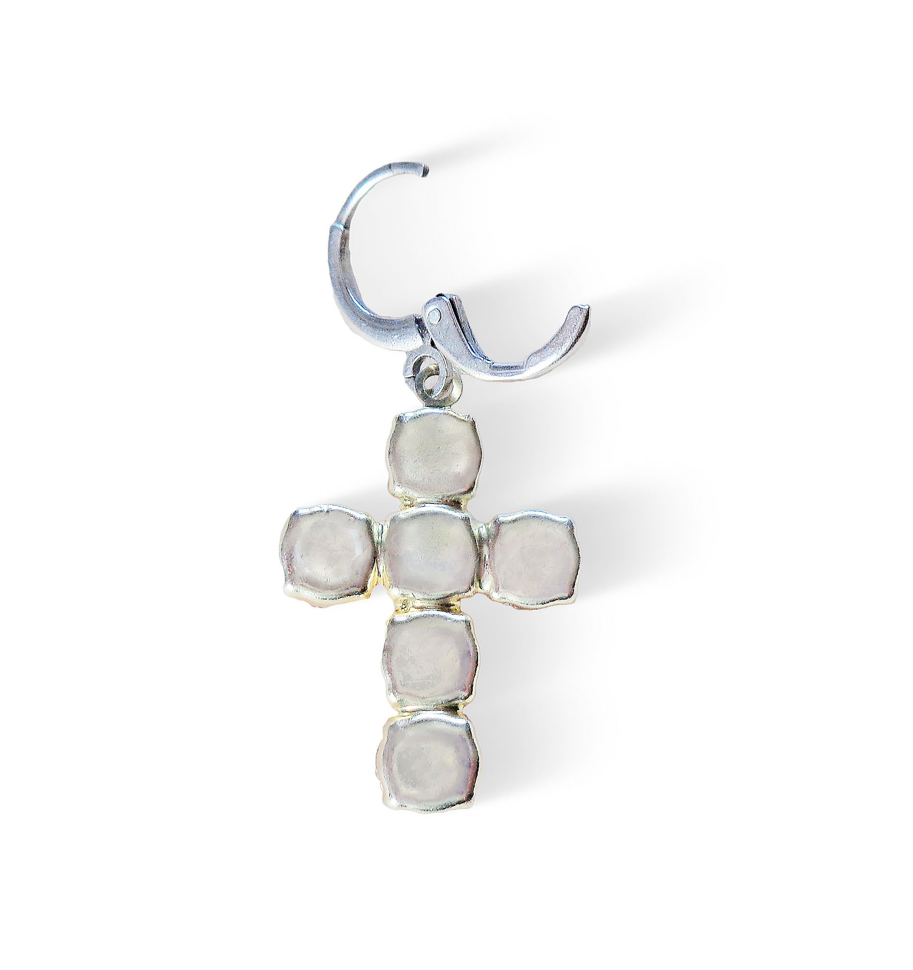 Crystal drop cross earrings bright red,blue,silver plated