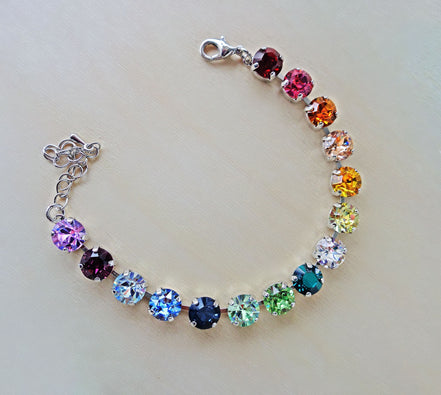 RAINBOW,Crystal tennis bracelet multicolour