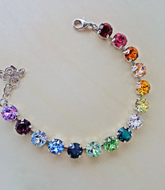 RAINBOW,Crystal tennis bracelet multicolour