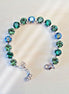 Crystal tennis bracelet  erinite green shimmer,rhodium silver plated