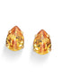 Crystal pear stud earrings, golden topaz,yellow gold