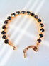Crystal tennis bracelet black diamond,yellow gold