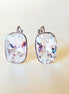 Crystal cushion rectangle  drop earrings clear crystal ,rhodium silver