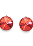 Crystal  rivoli clip on earrings,bright red,rhodium silver