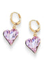 Crystal drop sweetheart earrings,rosaline, gold plated