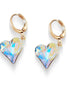 Crystal drop sweetheart earrings, clear crystalAB, gold plated