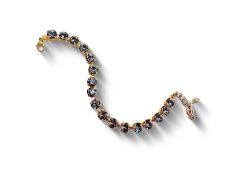 Crystal tennis bracelet black diamond,yellow gold