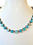 DECEMBER RAIN  crystal necklace multicolour blue ,antique brass