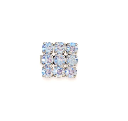 Crystal multi stone ring ,moonlight,rhodium silver
