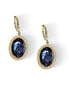 Crystal oval drop earrings,silver night,gold plated