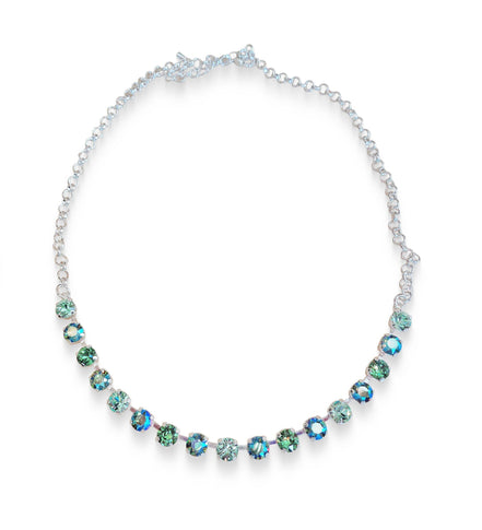Crystal chain necklace erinite shimmer,chrysolite green