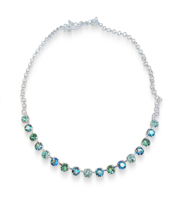 Crystal chain necklace erinite shimmer,chrysolite green